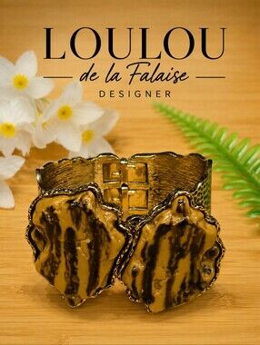 Loulou De La Falaise Gold and Yellow Statement Bracelet